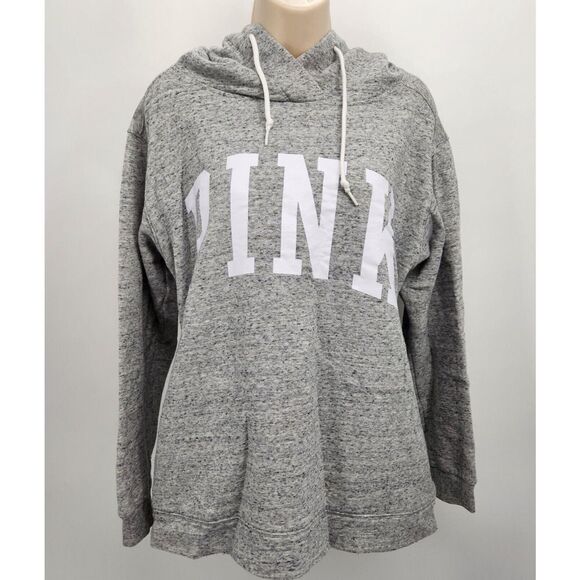 PINK VS Pullover Hoodie Women's Size Medium Gray Light Sweatshirt - Picture 1 of 13